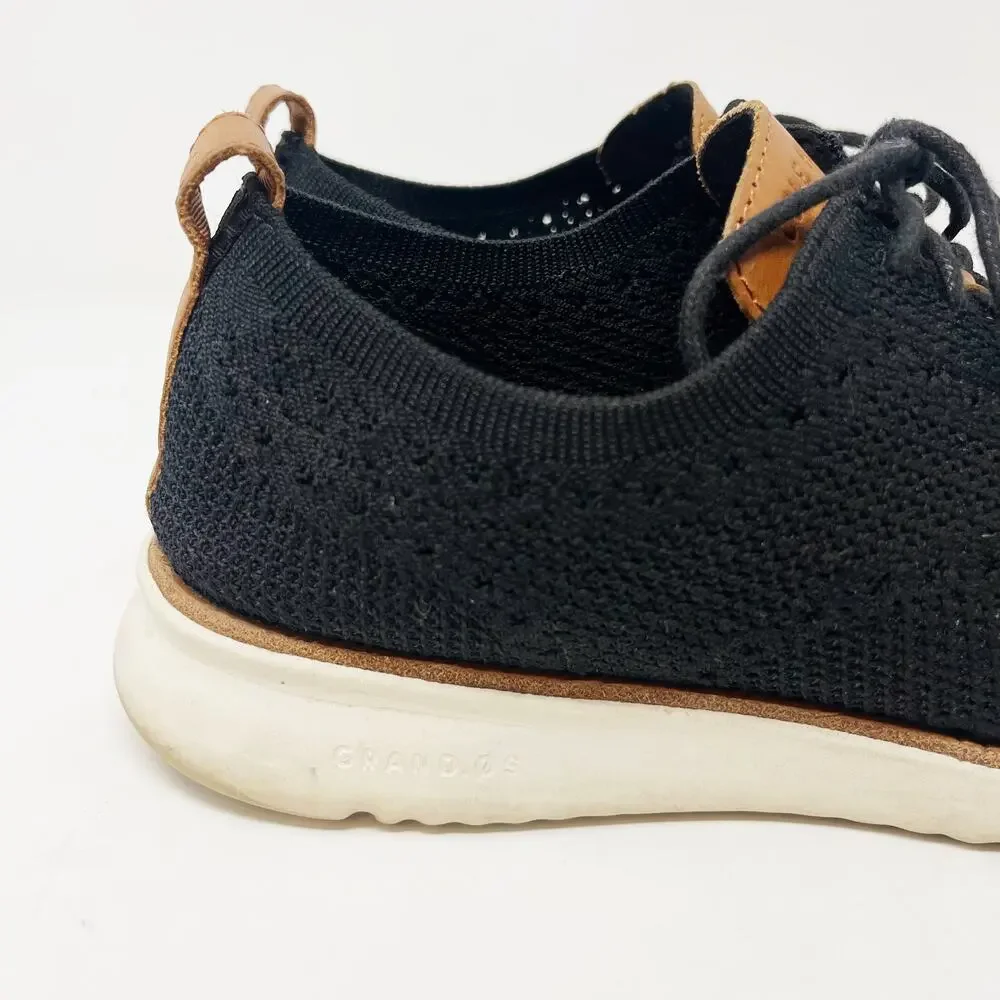 Cole Haan Mens 10 Black 2.Zerogrand Stitchlite Wingtip Oxford Shoes Knit GrandOS